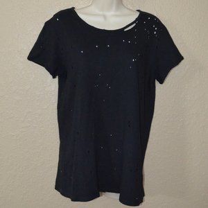 Sz XS RtA Black Short Sleeve Distressed Destroyed T-Shirt Tee